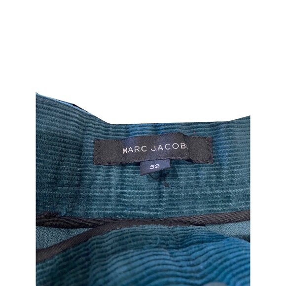 Marc Jacobs Corduroy Wide Leg Pants Teal Green Size 32 - Picture 3 of 11